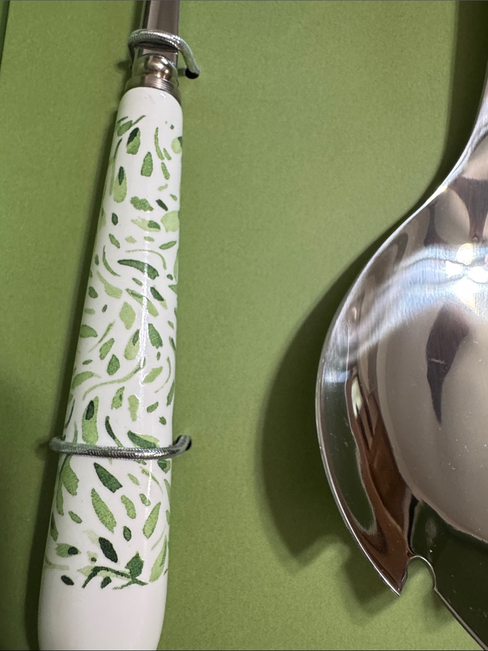 Grace Teaware Green Patterned Salad Serving Set with Forks - Home Dining NIB - Picture 5 of 6